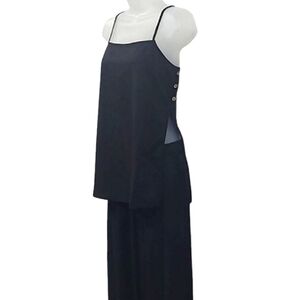 RUBZOOF Two Piece Set Open Side Slit Top Crop High Waist Wide Leg Pants Suit